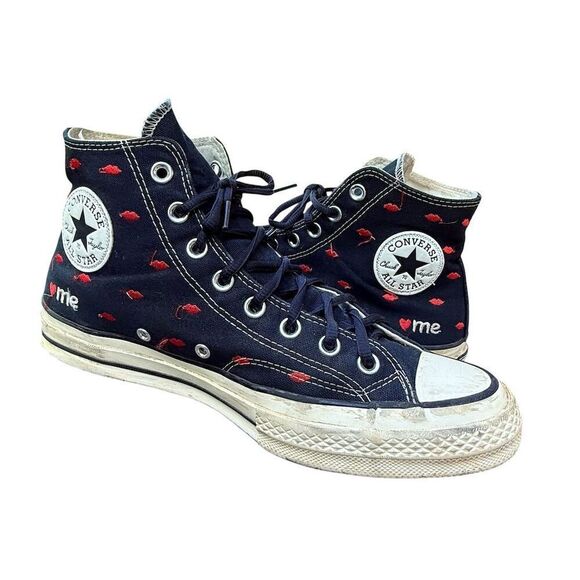 Converse Chuck Taylor All Star 70 Hi Black Embroidered Lips Sneaker 9.5 /  11.5 - Picture 3 of 15